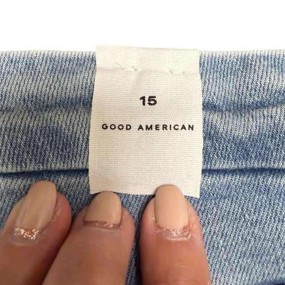 NWT GOOD AMERICAN Good Legs Flare Mid Rise Jeans INDIGO390 | Size 15 - Picture 7 of 12